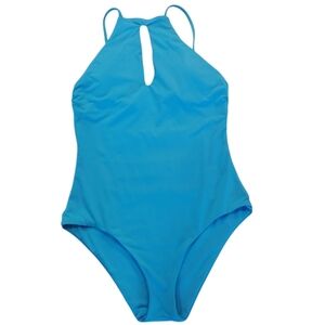 Becca High Neck Halter One Piece Swimsuit In Turquoise - Sz S